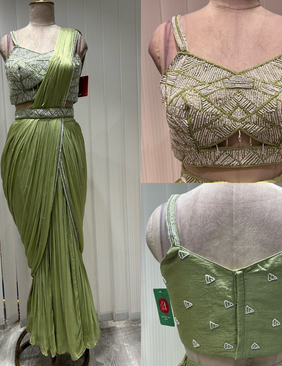 Get Your Flirt On Minty Drape Sari