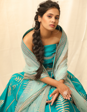 Teal The Show Silk Lehnga Set