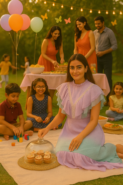 Baby Pink & Grey Ombre Ruffle High-Low Dress
