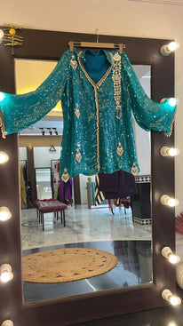 Turquoise bejewelled co ord set