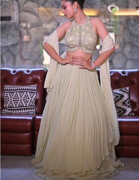 Mint Green Halter Lehnga Set