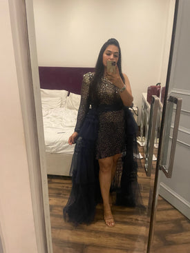 Midnight Blue High Low Detachable Dress